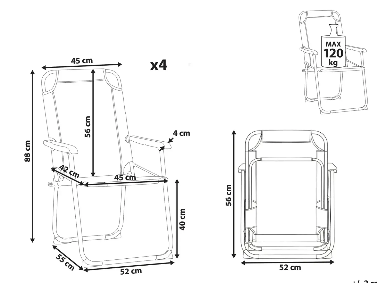 Set di 4 sedie da giardino GALATSI Pieghevole Metallo Grigio