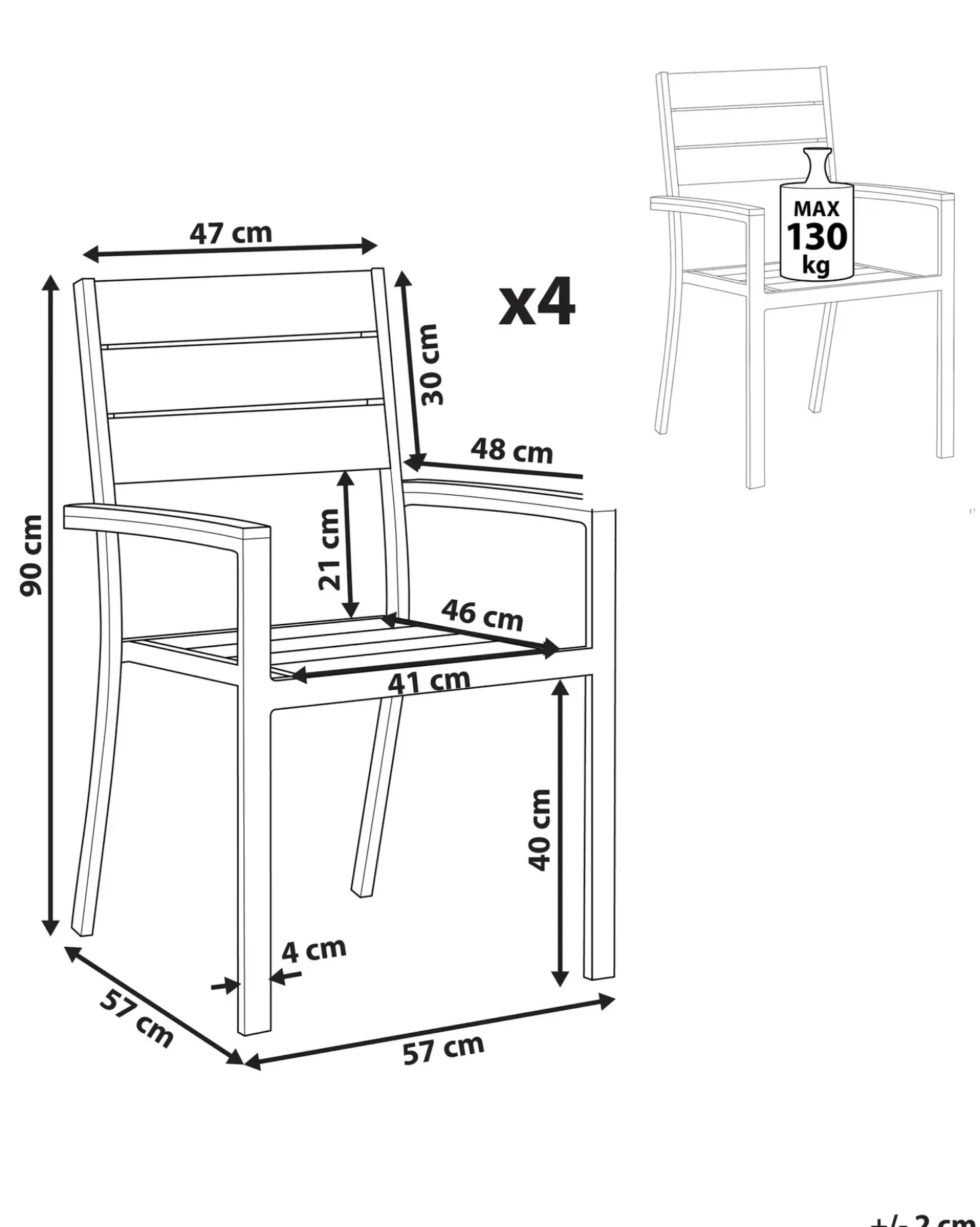 Set di 4 sedie da giardino PRATO Grigio