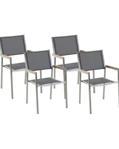 Set di 4 sedie da giardino GROSSETO Acciaio inox Grigio