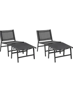 Set di 2 sedie da giardino MARCEDDI con poggiapiedi Metallo Nero