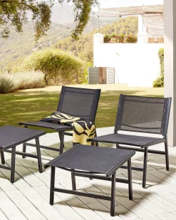 Set di 2 sedie da giardino MARCEDDI con poggiapiedi Metallo Nero