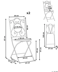 Set di 2 sedie da giardino ADRANO Pieghevole Metallo Nero