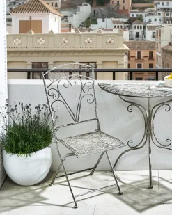 Set di 2 sedie da giardino NURRA Pieghevole Metallo Grigio