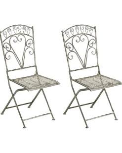 Set di 2 sedie da giardino NURRA Pieghevole Metallo Grigio