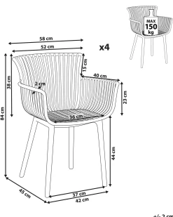 Set di 4 sedie da giardino PESARO Grigio chiaro