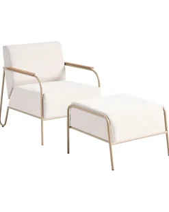 Set di 2 sedie da giardino NIMIS con ottomana Beige chiaro