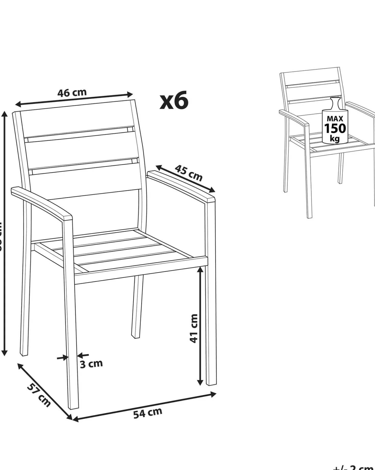 Set di 6 sedie da giardino VERNIO Marrone