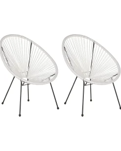 Set di 2 sedie da giardino ACAPULCO II Rattan sintetico (PE) Bianco