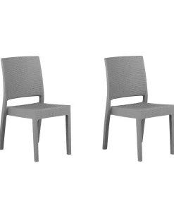 Set di 2 sedie da giardino FOSSANO Materiale sintetico Grigio chiaro