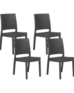 Set di 4 sedie da giardino FOSSANO Materiale sintetico Grigio grafite