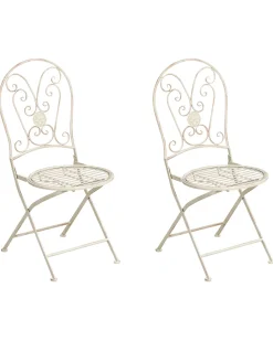 Set di 2 sedie da giardino COGGIA Pieghevole Metallo Beige chiaro