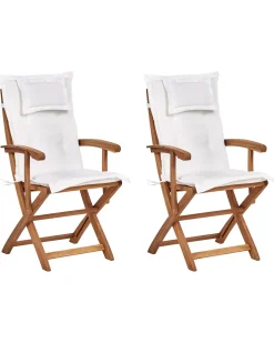 Set di 2 sedie da giardino con cuscini MAUI II Legno d'acacia Bianco sporco