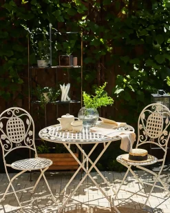 Set di 4 sedie da giardino BIVIO Pieghevole Metallo Bianco sporco