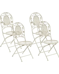 Set di 4 sedie da giardino BIVIO Pieghevole Metallo Bianco sporco