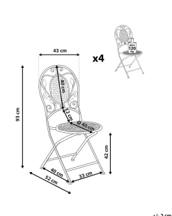 Set di 4 sedie da giardino BIVIO Pieghevole Metallo Bianco sporco