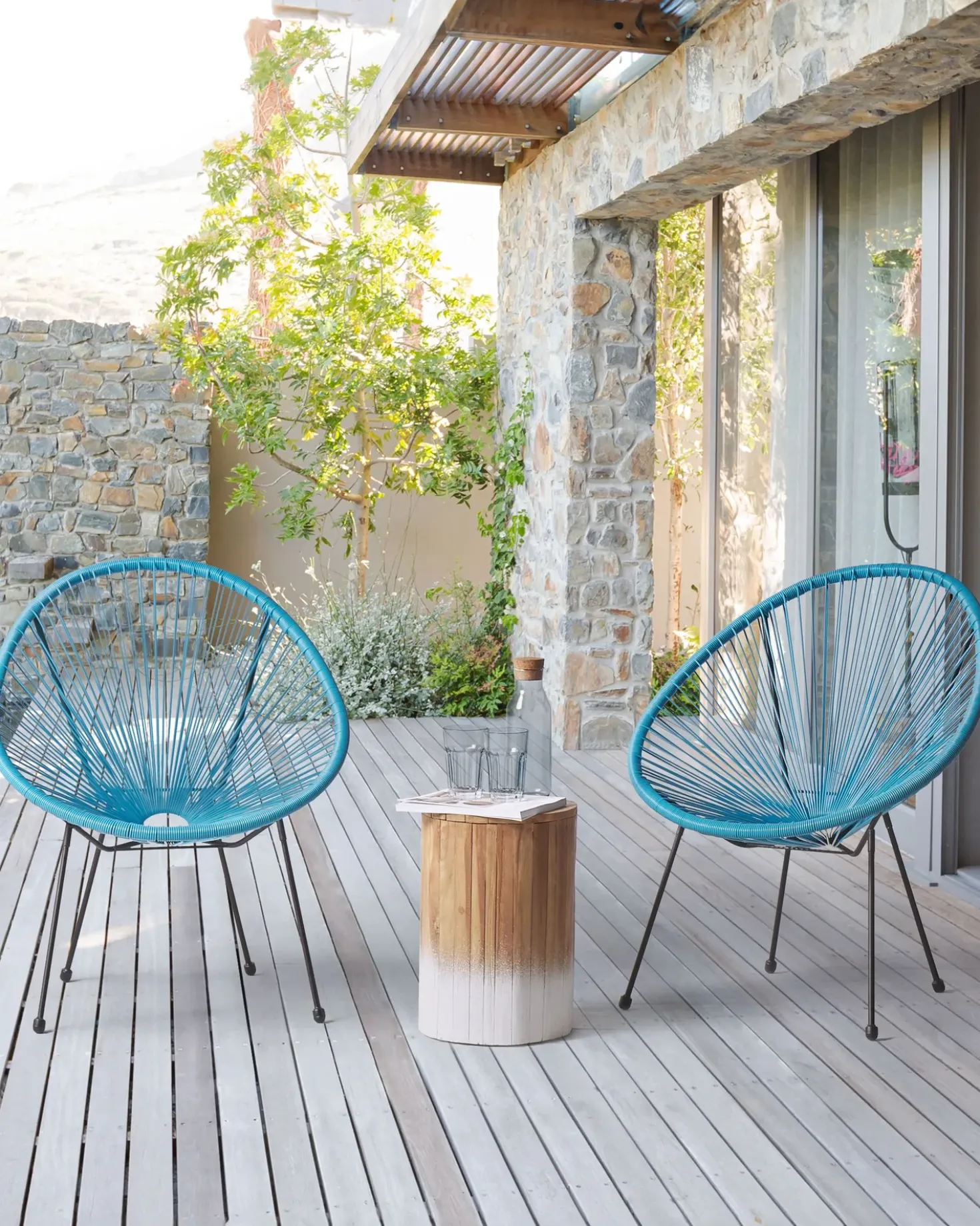 Set di 2 sedie da giardino ACAPULCO II Rattan sintetico (PE) Blu