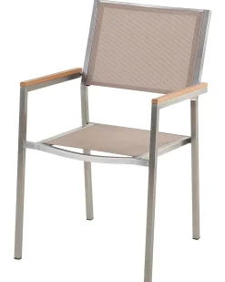 Set di 4 sedie da giardino GROSSETO Acciaio inox Beige