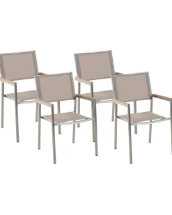 Set di 4 sedie da giardino GROSSETO Acciaio inox Beige