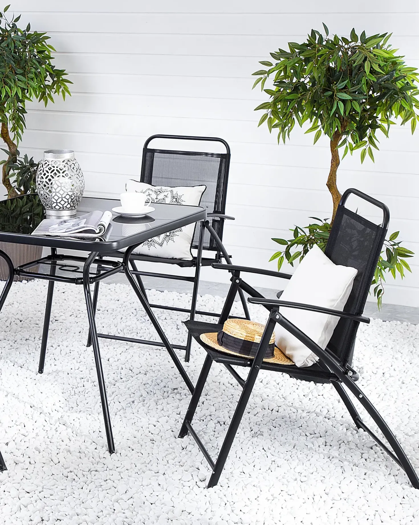 Set di 4 sedie da giardino LIVO Metallo Nero