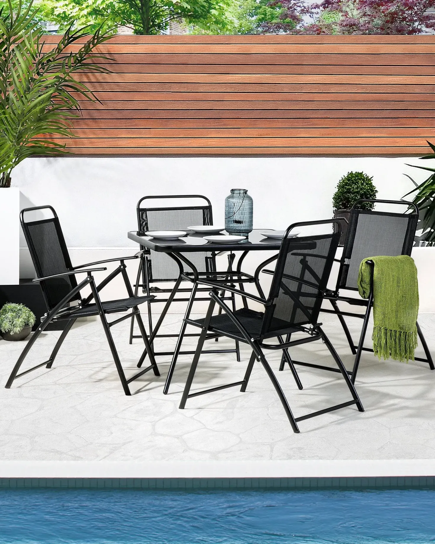 Set di 4 sedie da giardino LIVO Metallo Nero