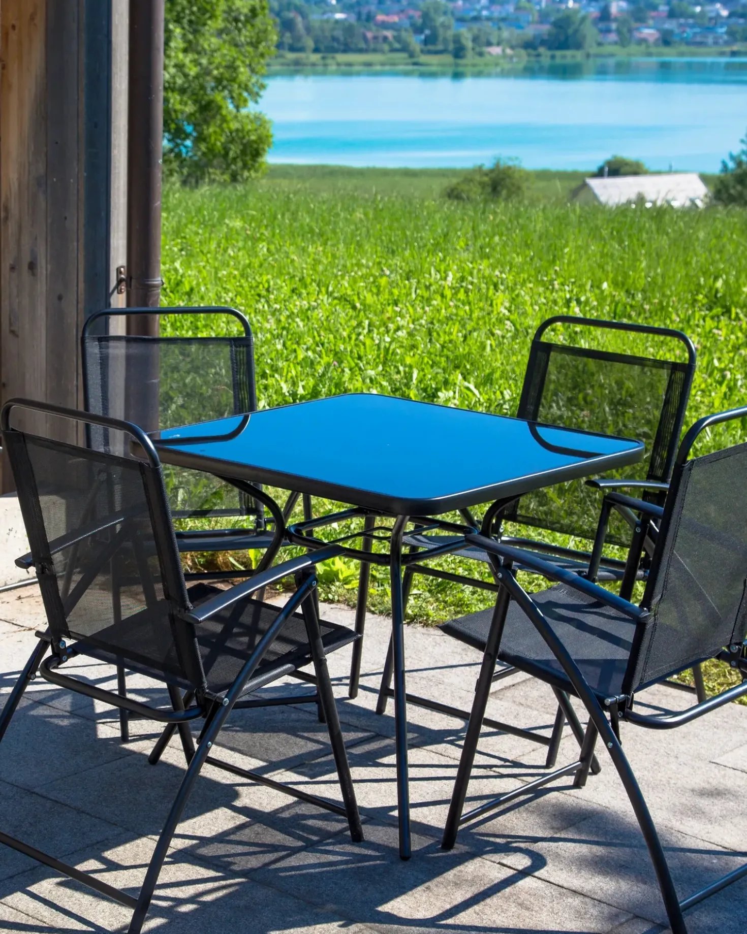 Set di 4 sedie da giardino LIVO Metallo Nero