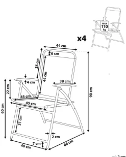 Set di 4 sedie da giardino LIVO Metallo Nero