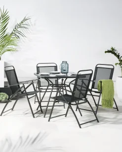 Set di 4 sedie da giardino LIVO Metallo Nero