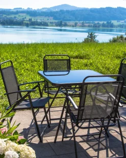 Set di 4 sedie da giardino LIVO Metallo Nero