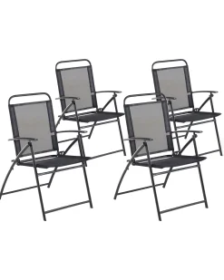 Set di 4 sedie da giardino LIVO Metallo Nero