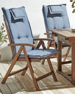 Set di 2 sedie da giardino con cuscini AMANTEA Legno d'acacia Blu