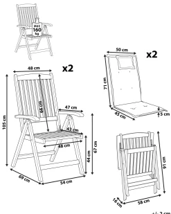 Set di 2 sedie da giardino con cuscini AMANTEA Legno d'acacia Blu