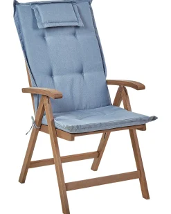 Set di 2 sedie da giardino con cuscini AMANTEA Legno d'acacia Blu