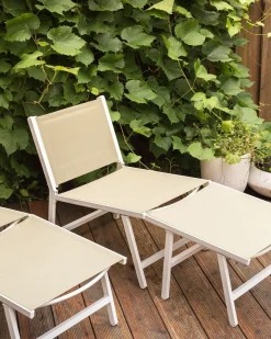 Set di 2 sedie da giardino MARCEDDI con poggiapiedi Metallo Bianco/Beige