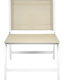 Set di 2 sedie da giardino MARCEDDI con poggiapiedi Metallo Bianco/Beige