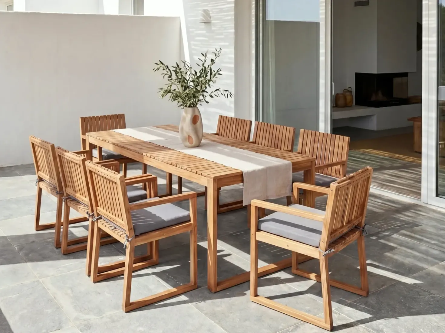 Set di 2 sedie da giardino con cuscini SASSARI PREMIUM Legno di acacia certificato Grigio chiaro