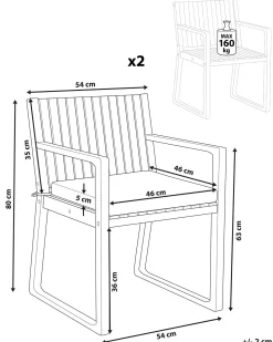 Set di 2 sedie da giardino con cuscini SASSARI PREMIUM Legno di acacia certificato Grigio chiaro