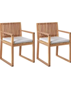 Set di 2 sedie da giardino con cuscini SASSARI PREMIUM Legno di acacia certificato Grigio chiaro