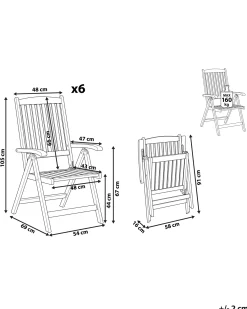 Set di 6 sedie da giardino JAVA Legno d'acacia Marrone chiaro