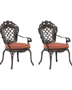 Set di 2 sedie da giardino con cuscini LIZZANO Metallo Marrone scuro