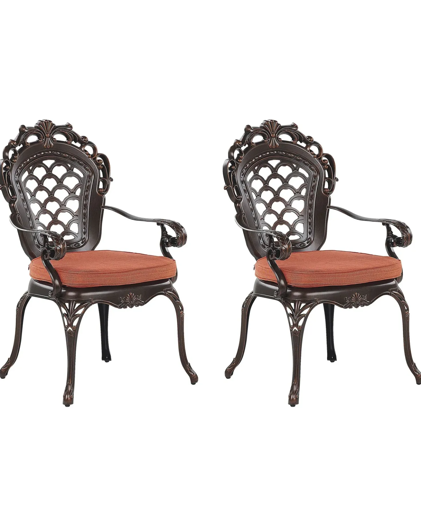 Set di 2 sedie da giardino con cuscini LIZZANO Metallo Marrone scuro