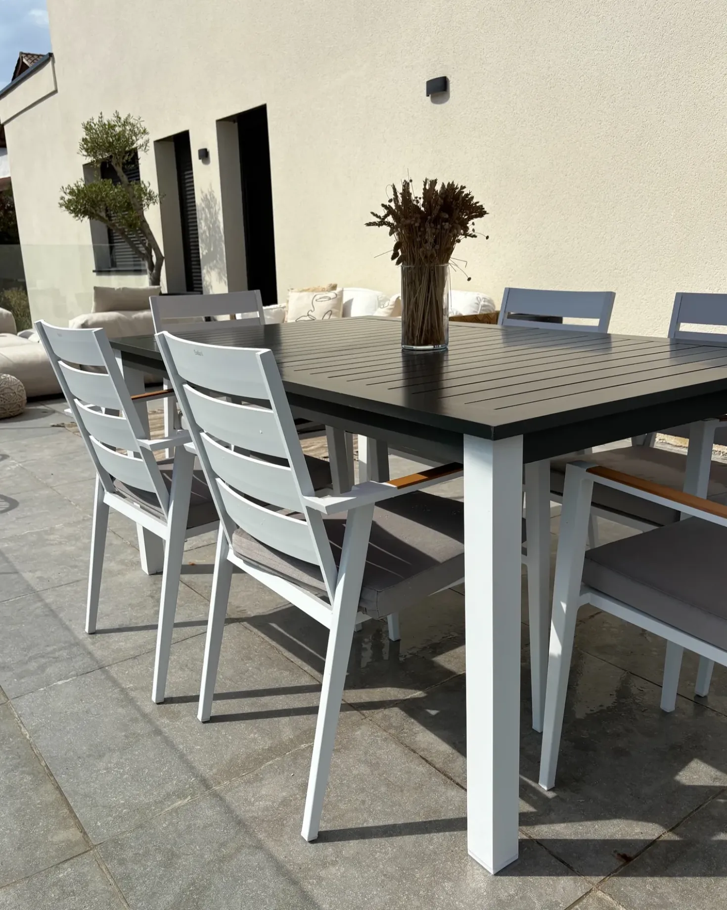 Set di 6 sedie da giardino con cuscini TAVIANO Metallo Grigio