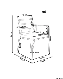 Set di 6 sedie da giardino con cuscini TAVIANO Metallo Grigio