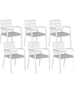 Set di 6 sedie da giardino con cuscini TAVIANO Metallo Grigio