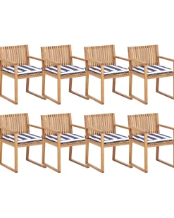 Set di 8 sedie da giardino con cuscini SASSARI II Legno di acacia certificato Blu marino