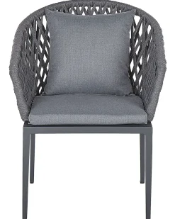 Set di 2 sedie da giardino con cuscini LIPARI Metallo Grigio