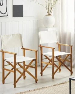 Set di 2 sedie da giardino CINE Legno d'acacia Bianco sporco