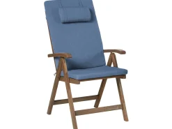 Set di 6 sedie da giardino con cuscini AMANTEA PREMIUM Legno d'acacia Blu