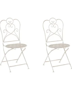 Set di 2 sedie da giardino TRIESTE Pieghevole Metallo Beige chiaro