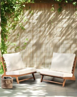 Set di 2 sedie da giardino con cuscini MICCIANO Legno d'acacia Bianco sporco