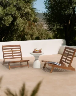 Set di 2 sedie da giardino con cuscini MICCIANO Legno d'acacia Bianco sporco